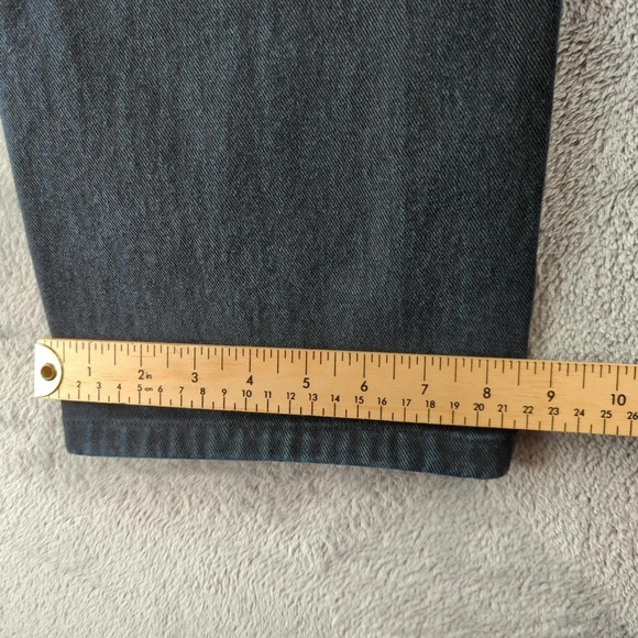 Y2K Jeans Mens 33 (Fits 31) Black Denim Straight Wide Graphic Back Pocket 00s - Picture 6 of 14